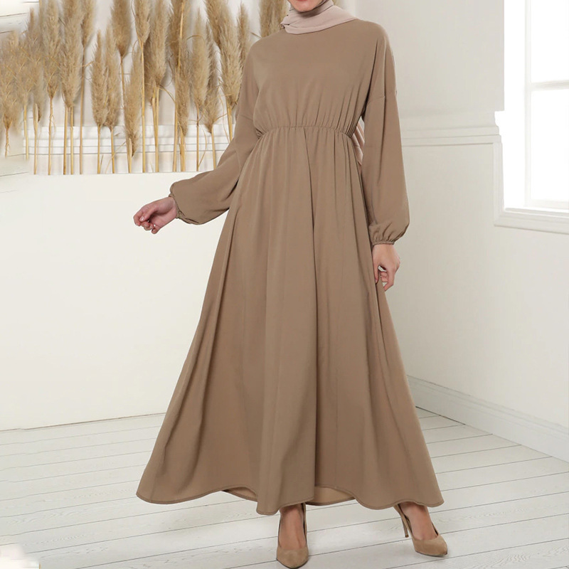 2021 Middle Eastern Women's Bat Sleeve Abaya Long Dress Muslim Arab Clothing Elegant_ecoleips.com