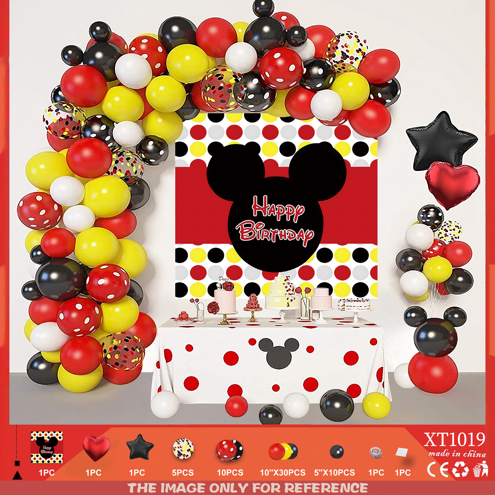 Fiesta de cumpleaños redonda escena diseño decorativo globo traje de juguete para niños globo de aluminio letras y números