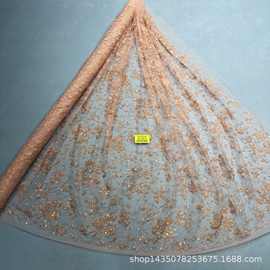 新款LC3514款发泡花型10Y起订 婚纱礼服面料 网纱洒金片