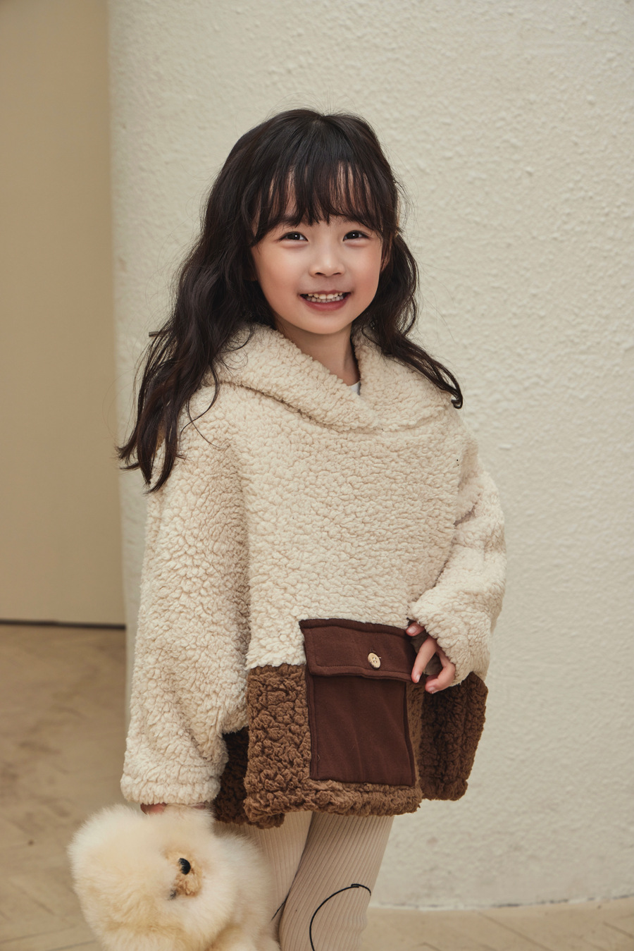 Manteau pull en peluche à bulles 2 couleurs pour fille, vêtement d'hiver pour enfants, lapin mignon, nouvelle collection 2023_voghion.com