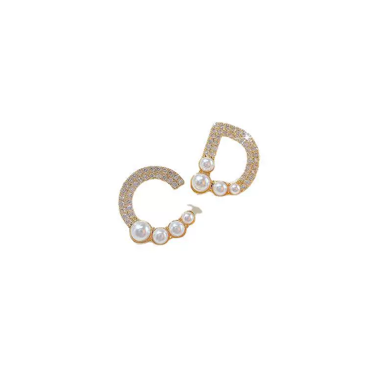 Серьги из жемчуга, серебряная игла с буквами, стиль легкой роскоши