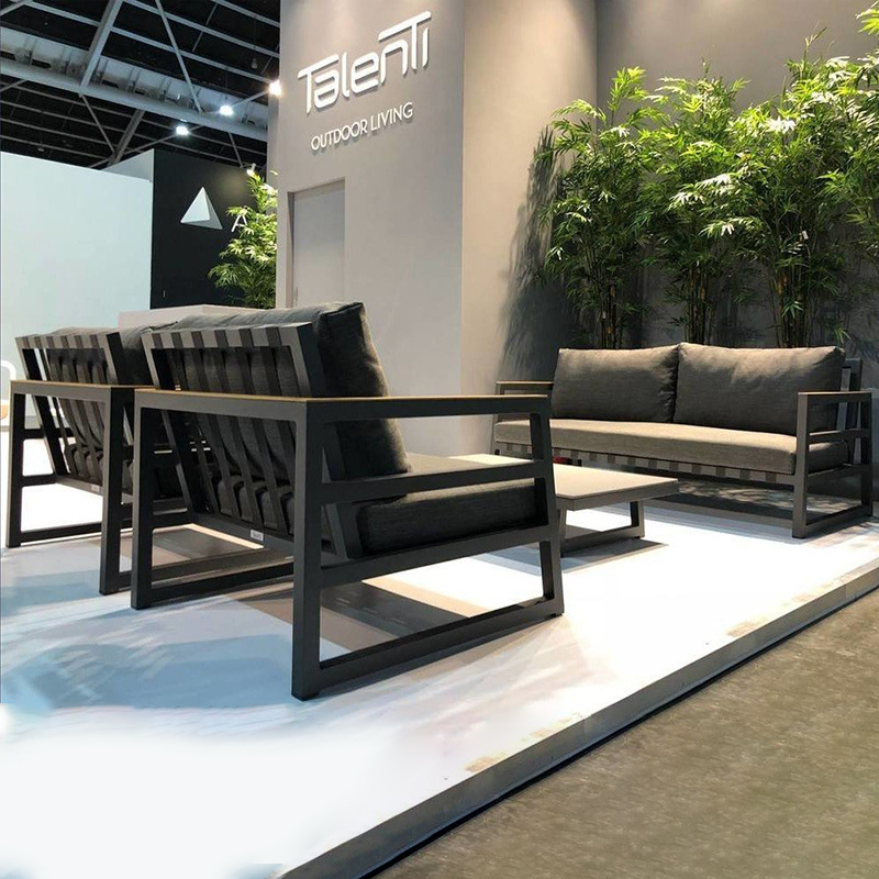 Sofá de aluminio para exteriores, muebles de ocio para balcón y patio, sala de estar en la terraza, conjunto de sillas mecedoras resistentes a la lluvia y al sol. image 4
