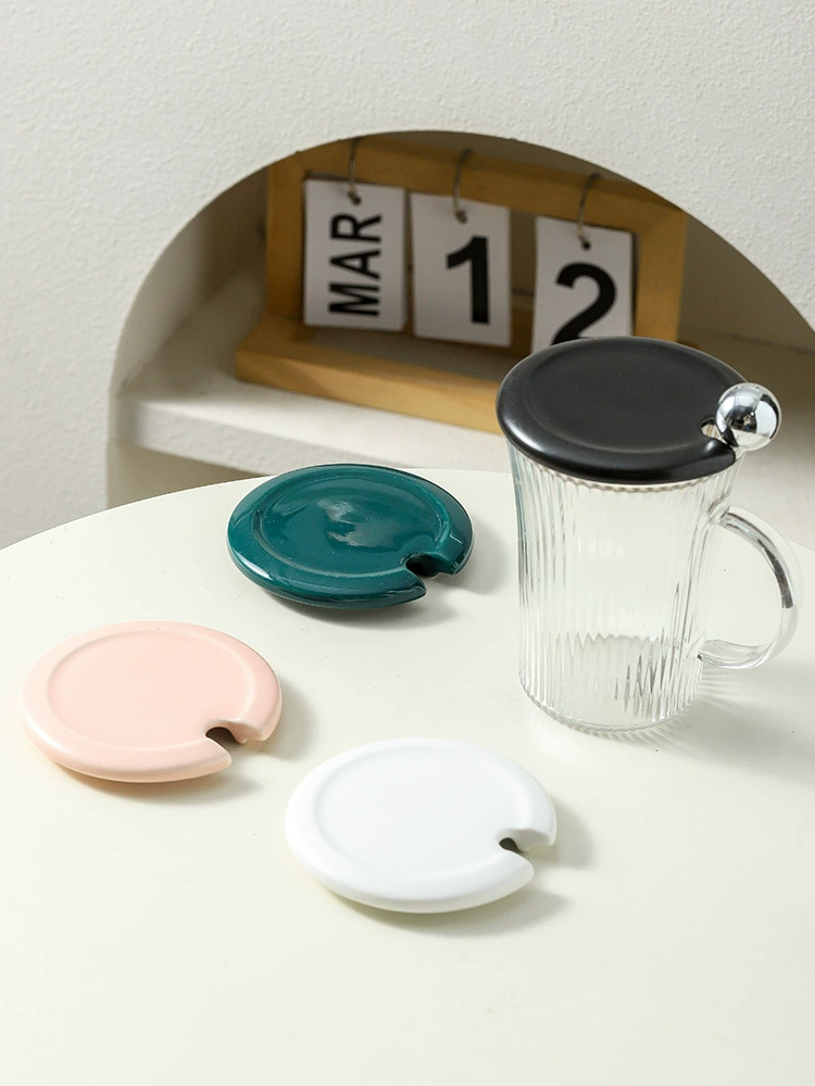 Крышка кружки, универсальная зубчатая стеклянная термостатическая крышка чашки, керамическая чашка для чая большого диаметра, пылезащитная крышка, продается отдельно