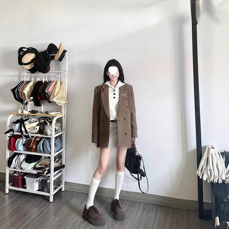 2025 Autumn Korean Style High-Quality Elegant Blazer Jacket Slim Fit Knitted Hooded Sweatshirt Long Sleeve Dress Set