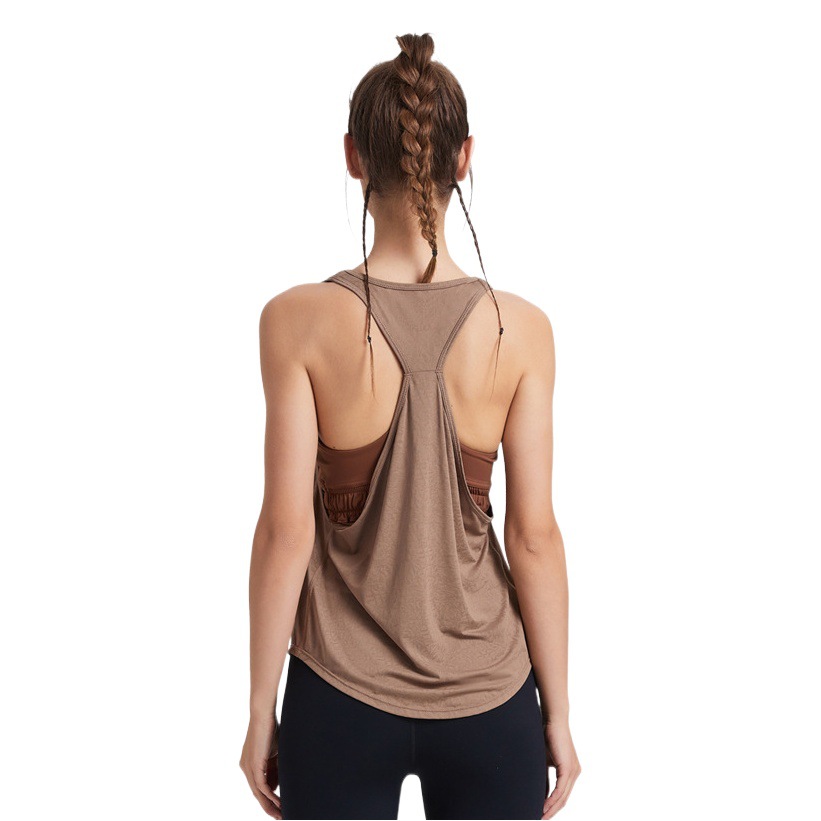 Verano transfronterizo fitness en forma de I cómodo Chaleco de secado rápido desgaste exterior transpirable deportes blusa jacquard camiseta ropa de Yoga para Mujeres