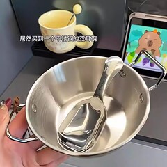 食品级碗具双耳汤碗不锈钢双耳碗辅食碗碗婴儿碗防摔把手饭碗