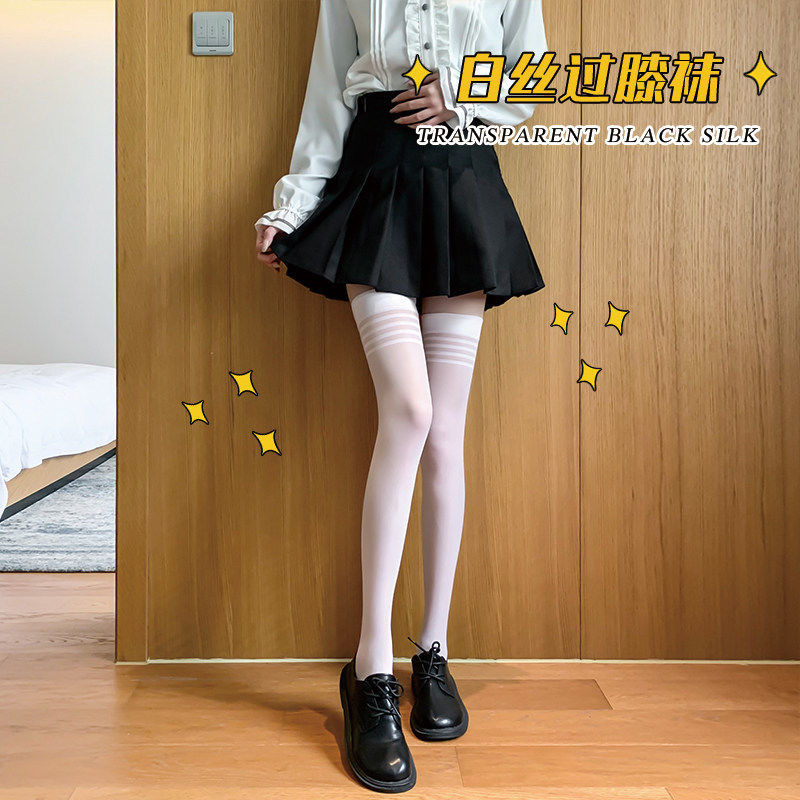 女性の夏の通気性が薄いjkのファッションタイプのふくらはぎの靴下のネットの赤いinsが膝を越えてストッキングの黒いストッキングを作ります。