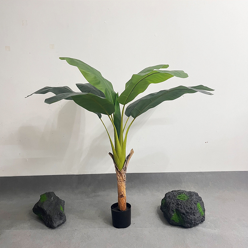 Simulación de plantación de plátano verde en maceta decoración interior de la sala de estar decoración de planta falsa de plátano decoración de paisaje simulación
