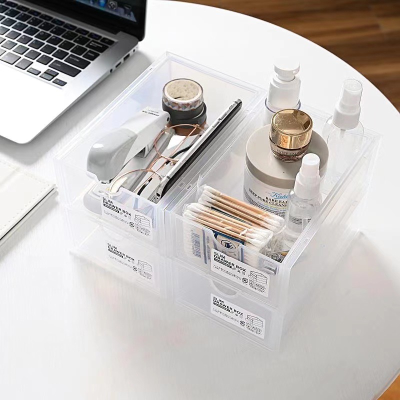 Caja de almacenamiento de cosméticos rack de almacenamiento de escritorio gabinete de almacenamiento de papelería de oficina pequeños artículos apilables combinación de tipo cajón acabado