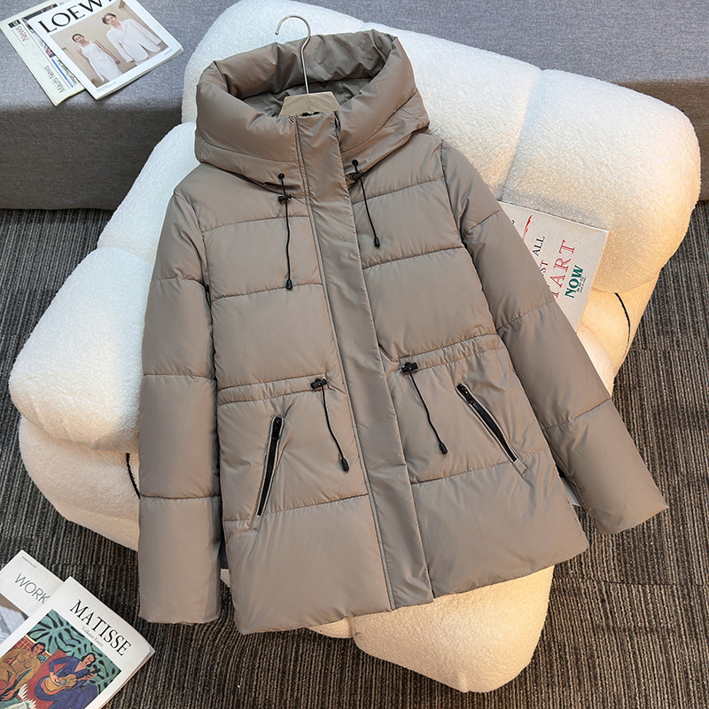 欧美外贸新款棉服女中长款连帽棉衣加厚显瘦棉袄感外套|undefined