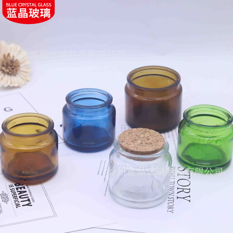 En stock lote de marrón tamaño pequeño vidrio aromaterapia vela taza 100ml200ml hogar candelabro corcho botella de vidrio