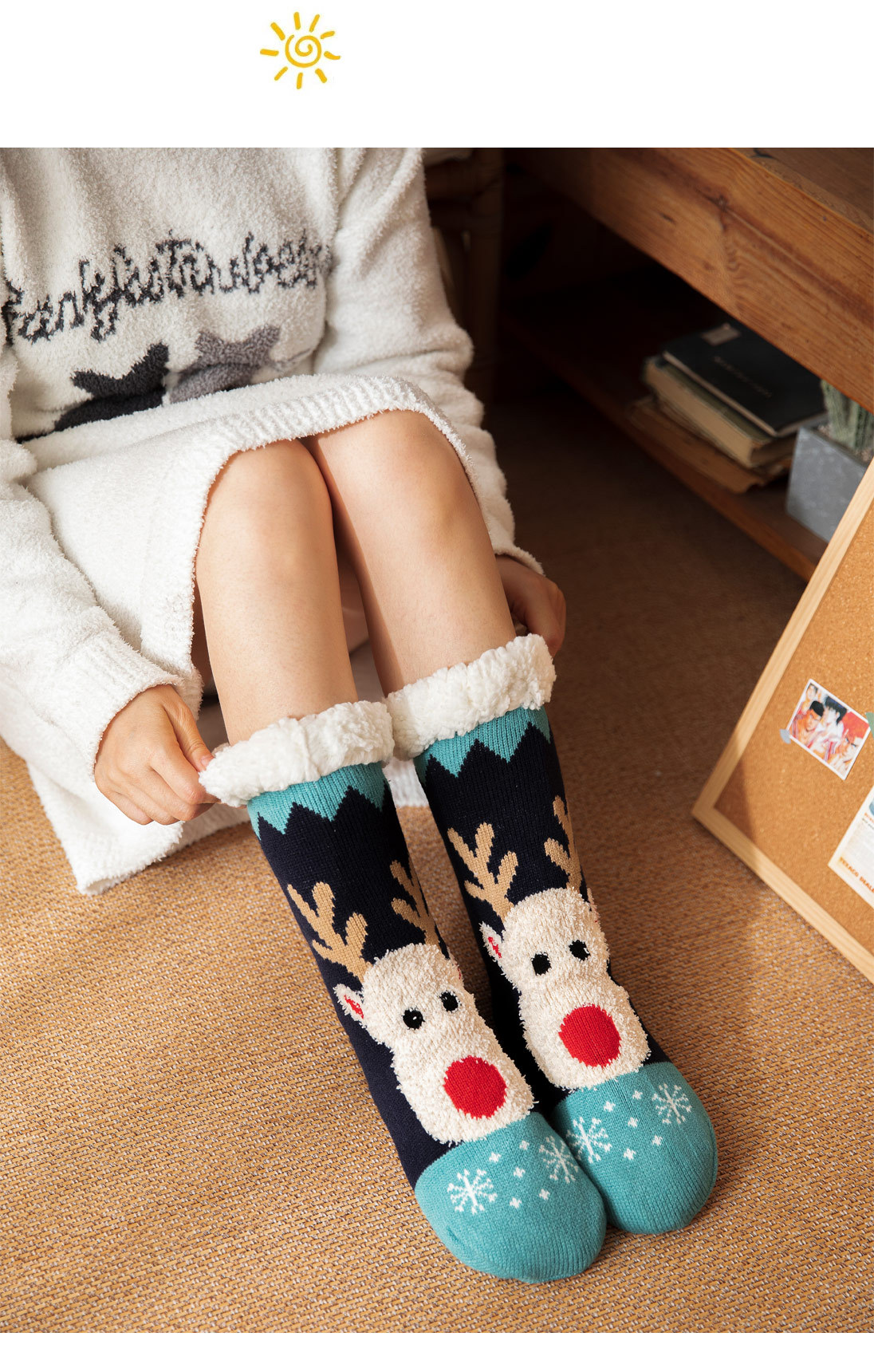 A Pair Quantity Holiday, Home Occasion Christmas Sweet Women's Elk Polyacrylonitrile Fiber Crew Socks A Pair