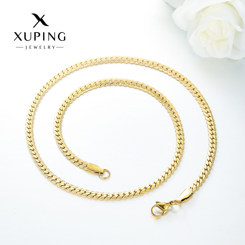 Xuping comercio exterior transfronterizo de acero inoxidable chapado en 14k color nicho simple personalidad collar de langosta cadena simple