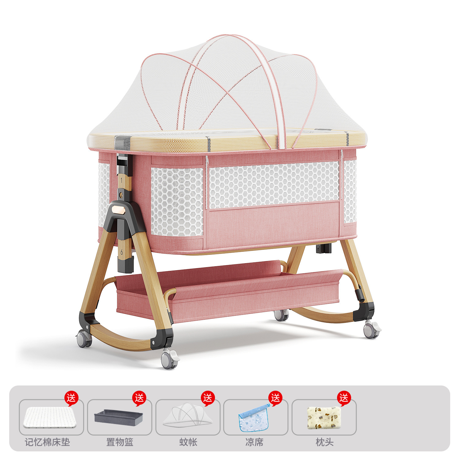 Cama de bebé móvil portátil cuna cama plegable multifuncional BB cama para recién nacidos empalme cama grande