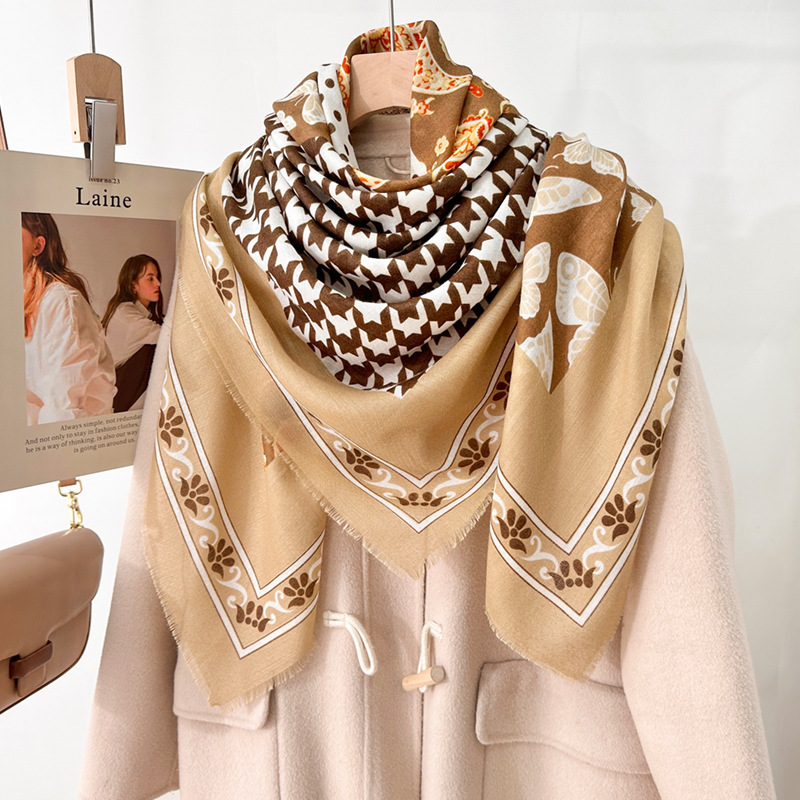 Moda coreana retro 130CM bufandas cuadradas para mujeres impresión bufandas multifuncional de alto nivel bufandas al por mayor