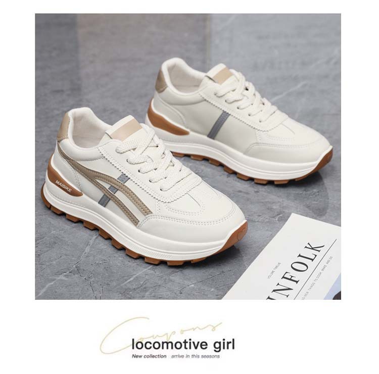 Fashionable 2026 New Model Sports Versatile Soft-soled Student Running Casual Shoes Soft Leather Women's White Sneakers_vogvips.com
