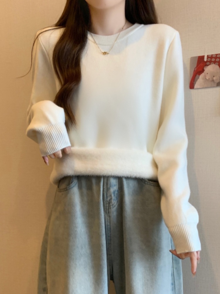 기모 두꺼운 니트베이스 셔츠 여성용 가을 및 겨울 플러스 사이즈 원피스 캐시미어 스웨터 슬리밍 머드 탑