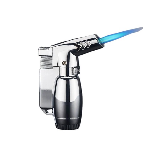 BK851 Bends Olive Straight Shot Gas Lighter Lock Flame Blue Flame Metal Windproof Lighter Cross-border