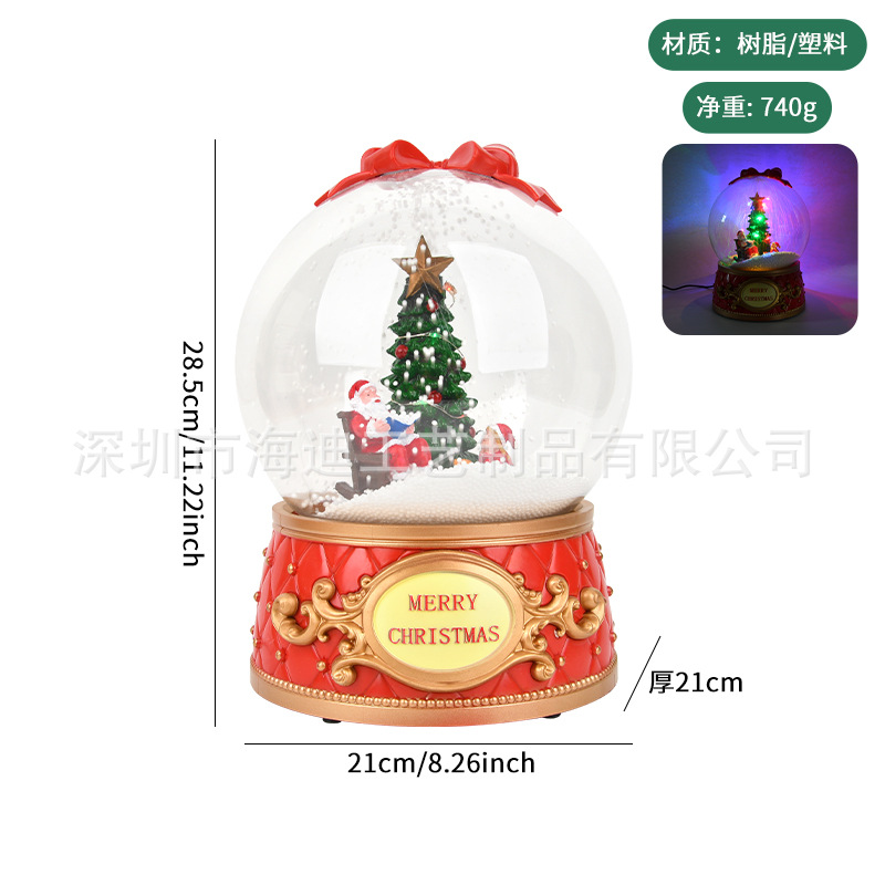 Decoración de Navidad luminosa caja de música caja de sonido bolas de cristal regalos de vacaciones regalos de resina decoración de escritorio paisaje de nieve