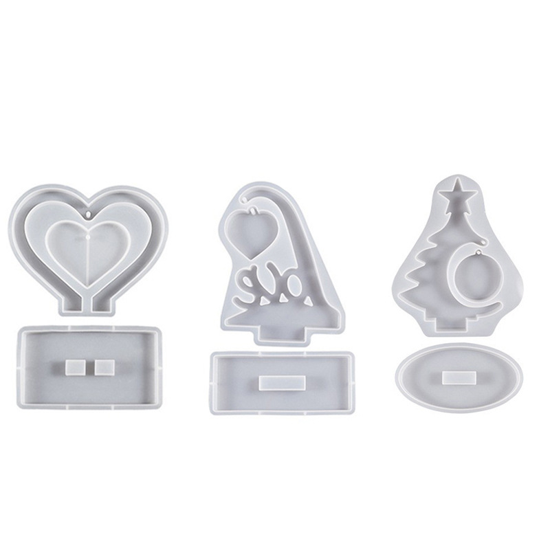 Resina epoxi diy cristal epoxi tridimensional amor marco de fotos árbol de navidad decoración colgante molde de silicona