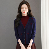 假两件毛衣女秋冬2025新款宽松洋气提花加厚针织衫内搭妈妈打底衫，女装针织衫/毛衣，妃慕昵服饰