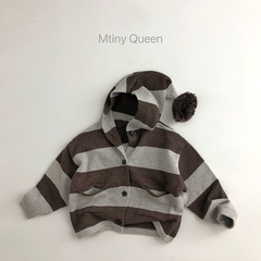 Wool ball hoodie~Korean style spring and autumn children's sweater striped knitted one-piece men's and women's fashionable and personalized jacket