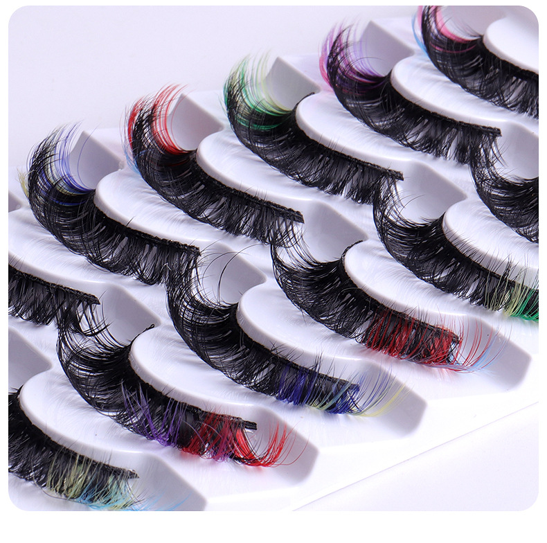 50g Weight False Eyelashes Makeup Tools Types 7 Pairs Quantity Imitation Mink Material Multicolor Pattern Fashion Style Popular High Imitation Mink Hair Color Thick Curl False Eyelashes 11