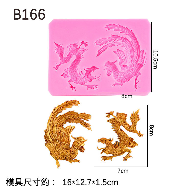 Patrón de dragón y Fénix de estilo chino Dragon Xiangyun molde de silicona pastel fondant borde molde de hornear epoxi aromaterapia molde de yeso