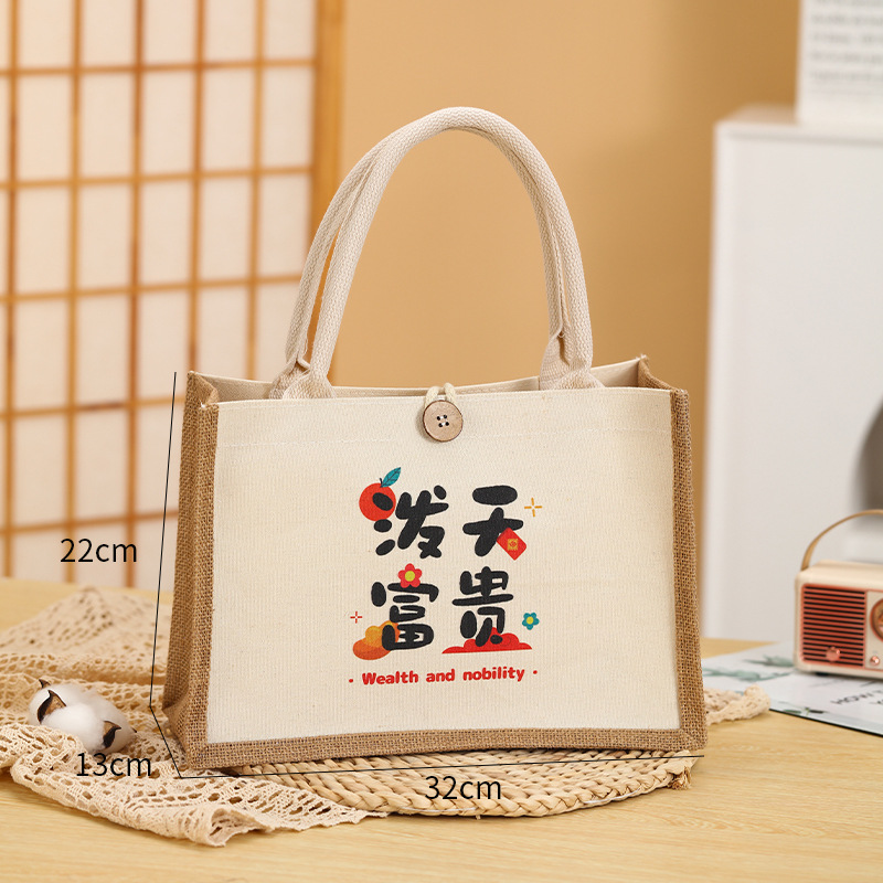 Nuevo bolso de lino estudiante caja de almuerzo ropa de protección del medio ambiente compras bolso ojo bolsa de lino bolso de lona