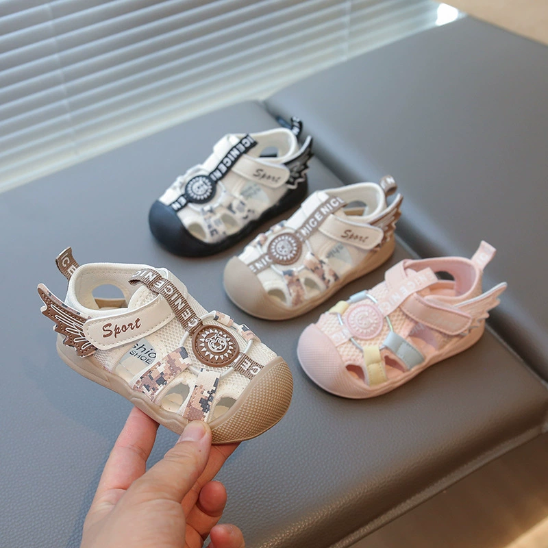 2025 новых летних детских сандалий, обувь для мальчиков, пляжная обувь, дышащая мягкая нескользящая износостойкая обувь для малышей для девочек