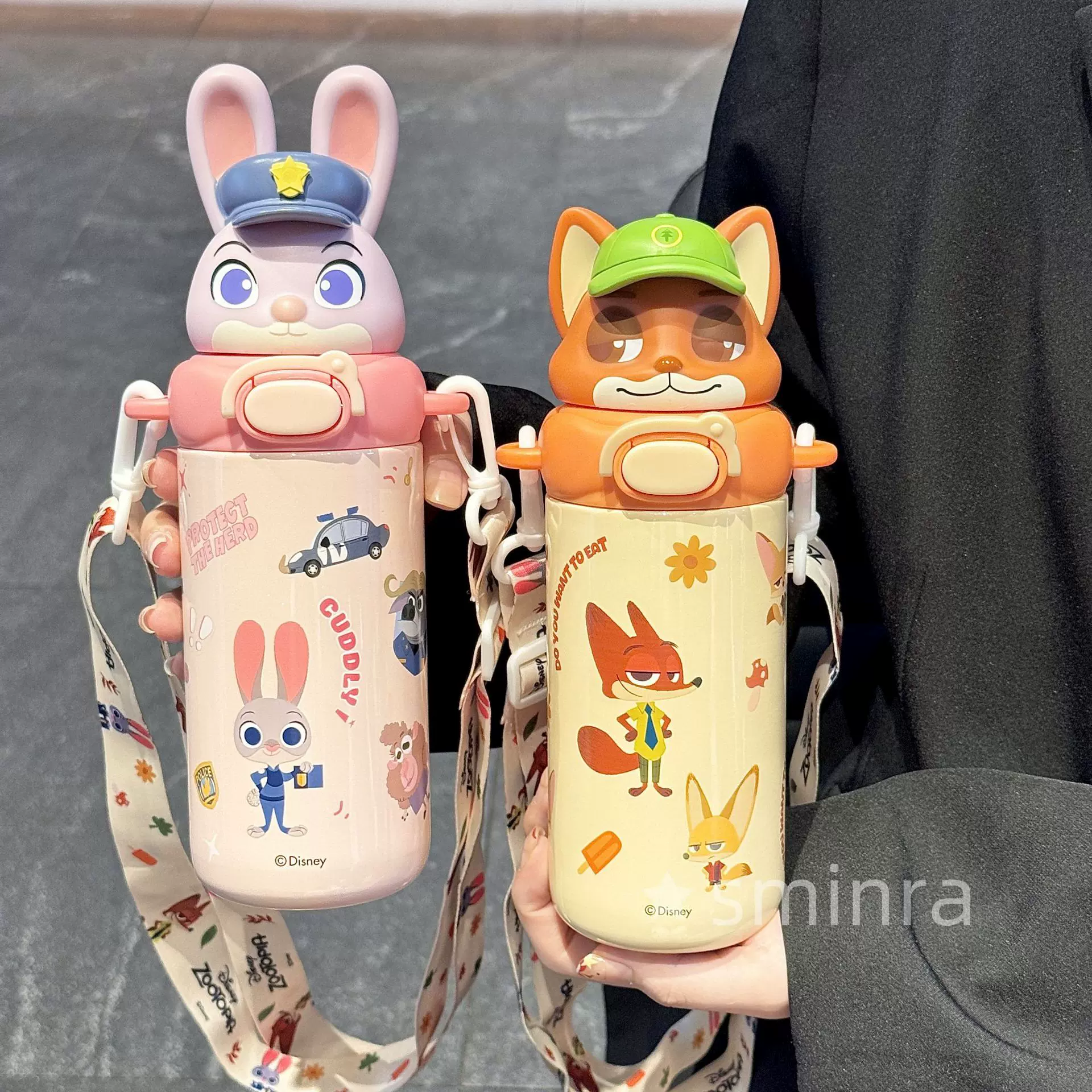 迪士尼儿童保温杯新款朱迪尼克史迪奇高颜值水杯学生双饮吸管杯子