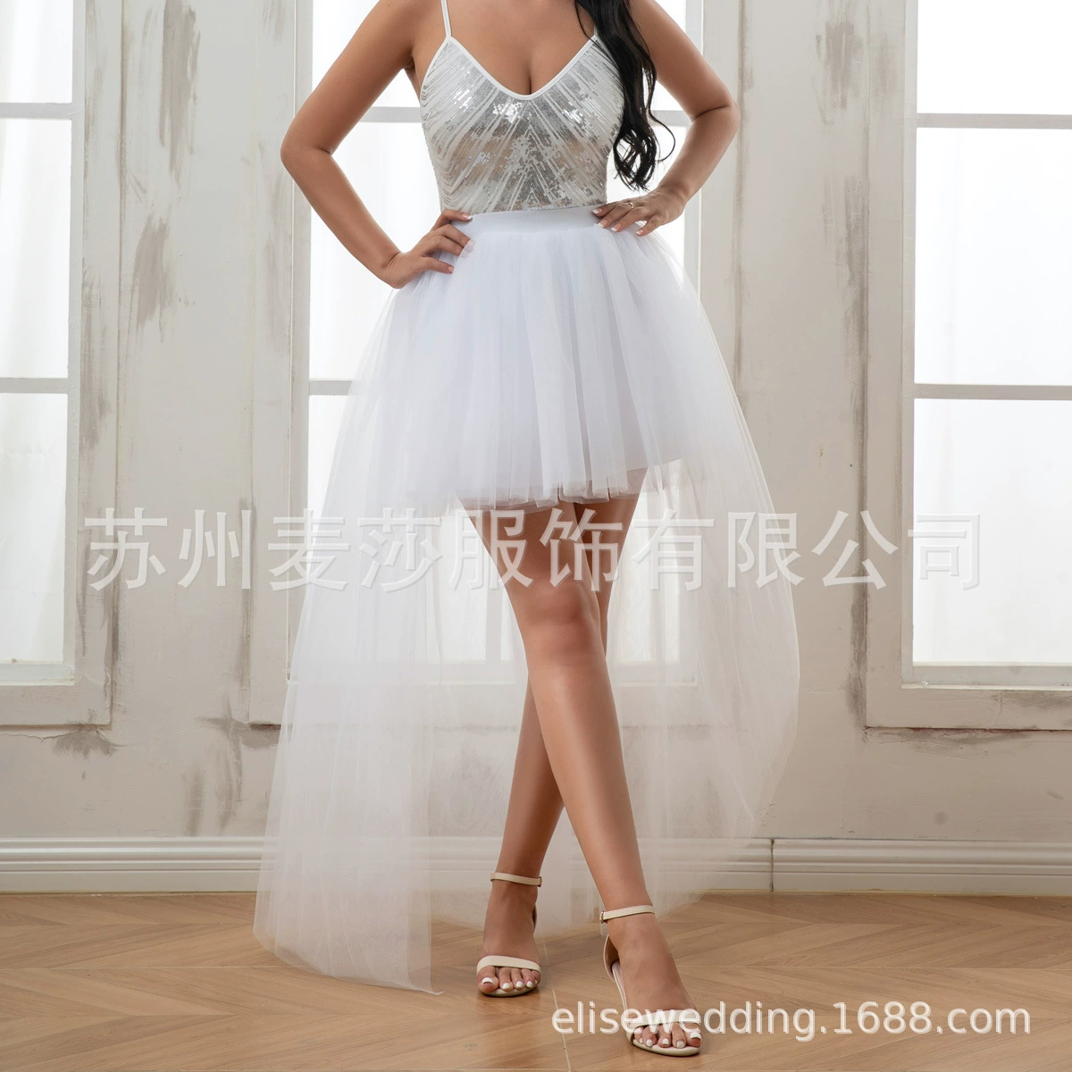 Европейская и американская сексуальная сетчатая юбка с вырезом "ласточкин хвост" с короткой передней частью и длинной задней частью, идеально подходящая для вечеринок, оптом от трансграничного производителя Amazon.