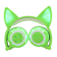 加工定制 貓耳朵發光充電無線藍牙頭戴折疊手機電腦耳機headphone