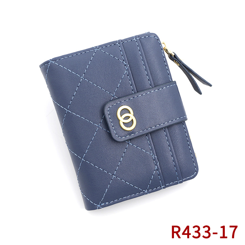 Versión coreana de la hebilla de la billetera de las señoras del rombo de la moda corta, el monedero delgado de varias tarjetas, el bolso de identificación, la billetera al por mayor