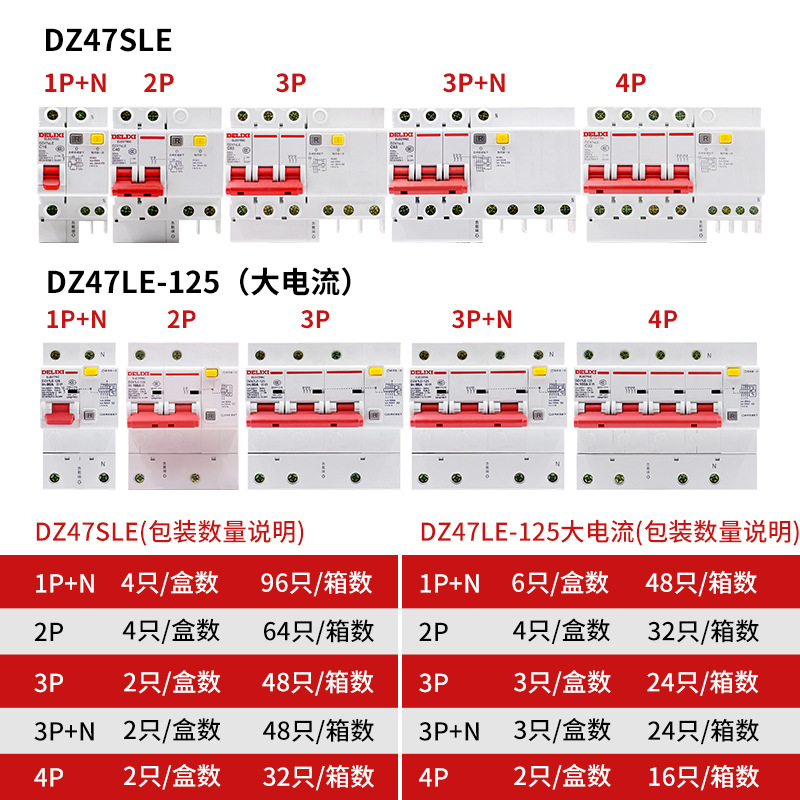 Delixi leakage protector DZ47SLE leakage protection switch 32a household circuit breaker 16A single-phase air switch 1P2P