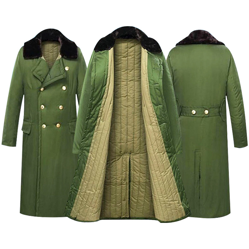 冬季军大衣男女加厚加长款防寒保暖服东北棉袄老式军棉绿大衣棉衣