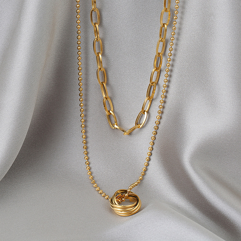 Acier Inoxydable 304 Plaqué Or 18K Style Simple Placage Géométrique Collier display picture 2