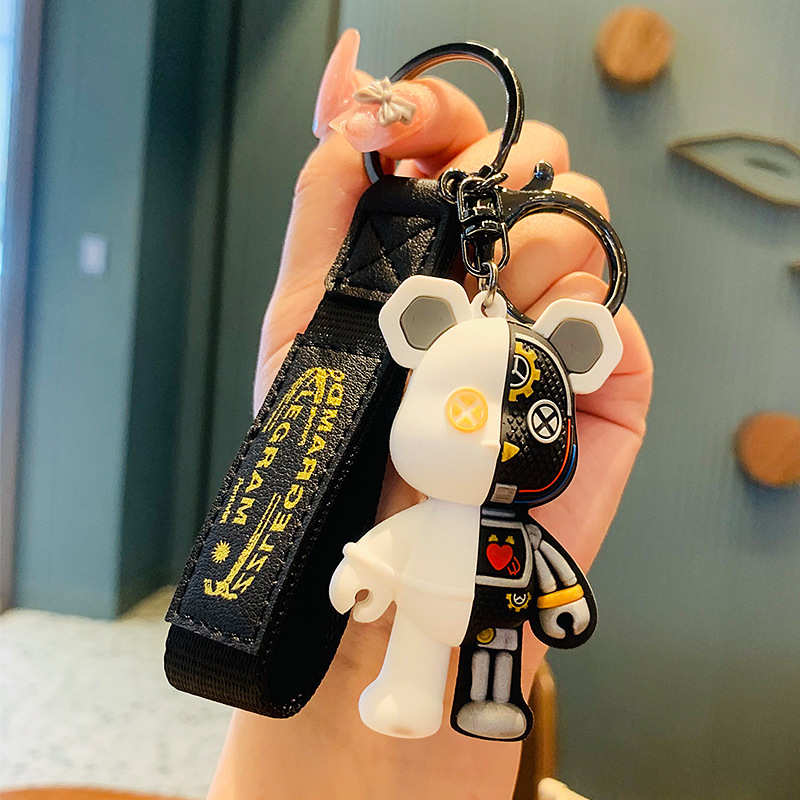 Oso mecánico llavero muñeca colgante coche llavero accesorios hombres y mujeres bolso muñeca adornos pequeño regalo al por mayor
