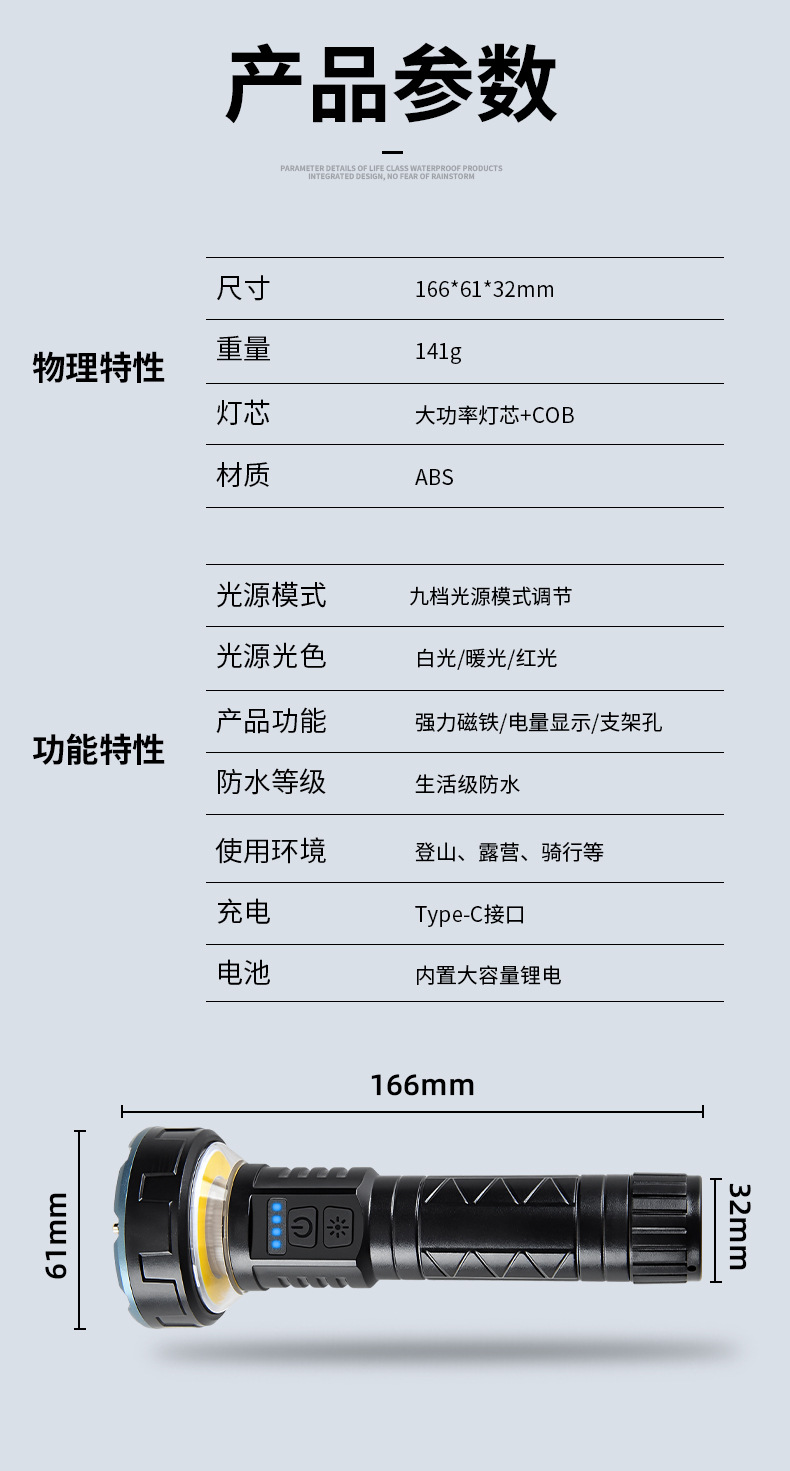 New Product Multi-Functional Outdoor Camping Flashlight, Outdoor Portable Folding Tent Camping Light, Supplementary Light, Portable