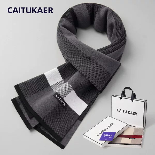 Knitted Scarf Imitation Cashmere Korean Style Versatile Thickeneded Warm Scarf for Boyfriend Gift Scarf Autumn and Winter New Plaid Scarf