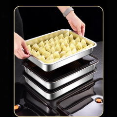 304ステンレス鋼の正方形プレート、家庭用餃子トレイ、軽食バーベキュープレート、長方形トレイ、ホテルレストラン用食器