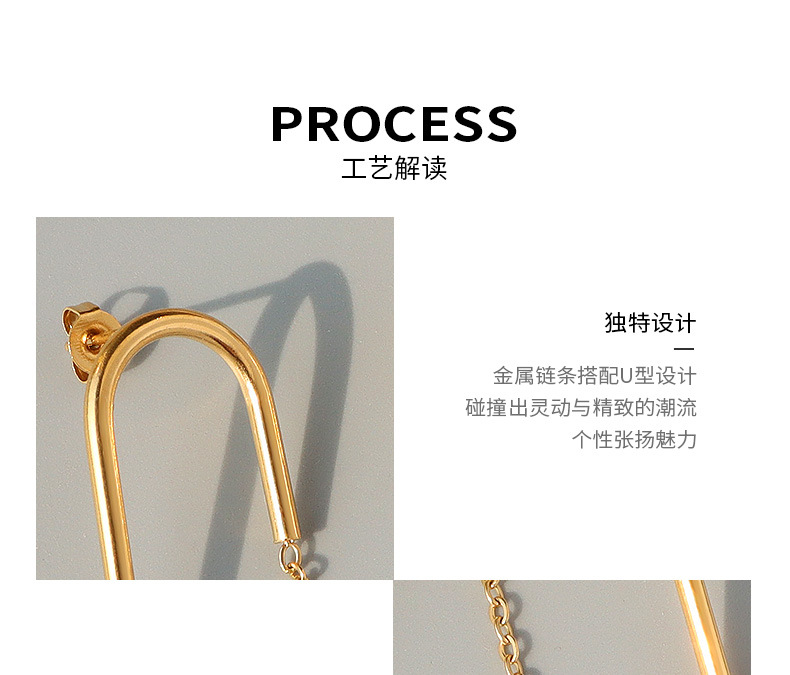 Chain U-shaped Titanium Steel Earrings display picture 3