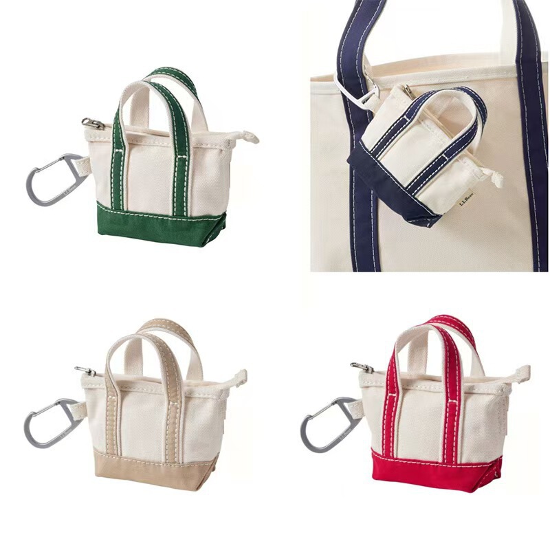 Cross-Border Hot-Selling Mini Canvas Handbag Keychain Creative Color-Blocking Coin Purse Key Pouch Canvas Small Bag