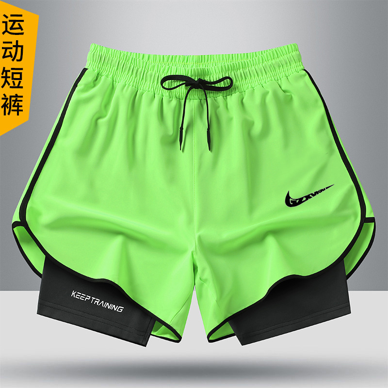 A generation of hair brand ice silk sports shorts men's summer running pants quick-drying thin breathable fake two