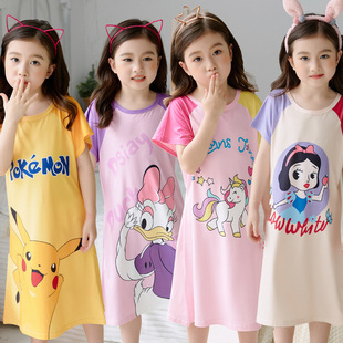 Детская пижама, тонкая мультяшная юбка, короткий рукав, в корейском стиле, подходит для подростков