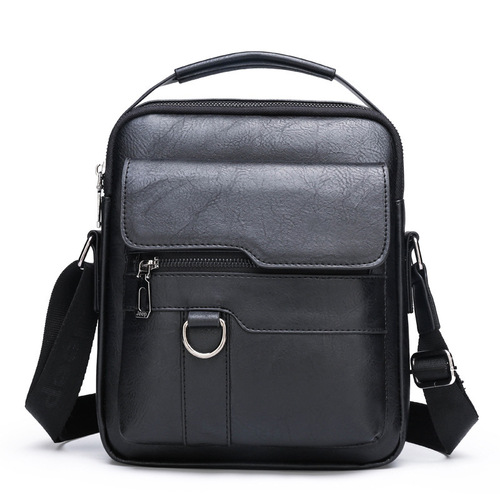 Cross-border pu leather men's shoulder bag retro vertical high-end briefcase cross-body bag large-capacity business casual bag
