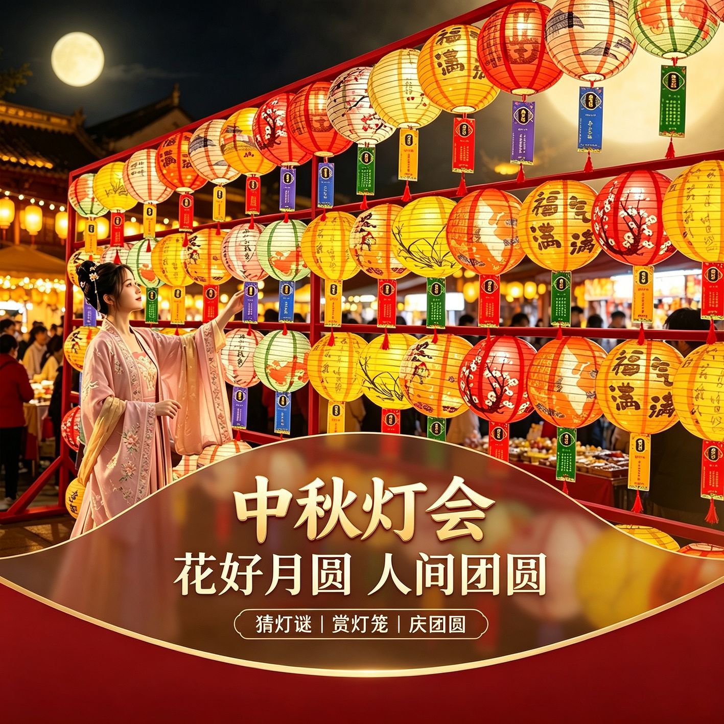 中秋装饰灯笼猜灯谜灯笼商场晚会国风装饰新年景区游园会布置花灯