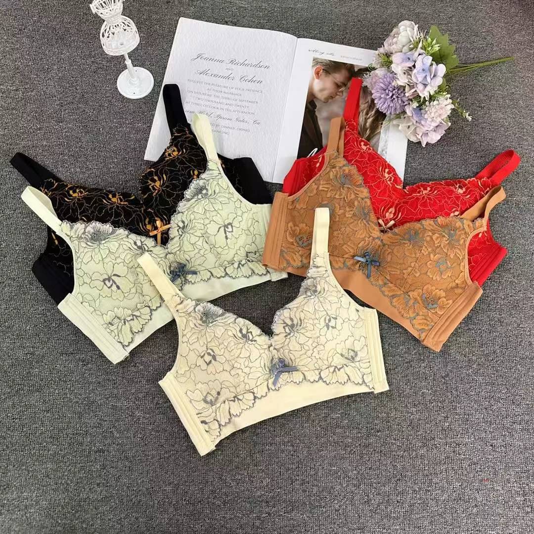 Nuevo sujetador de alta calidad de moda de encaje jacquard transpirable ajustable confortable tipo de pecho pequeño tipo de ropa interior para mujeres