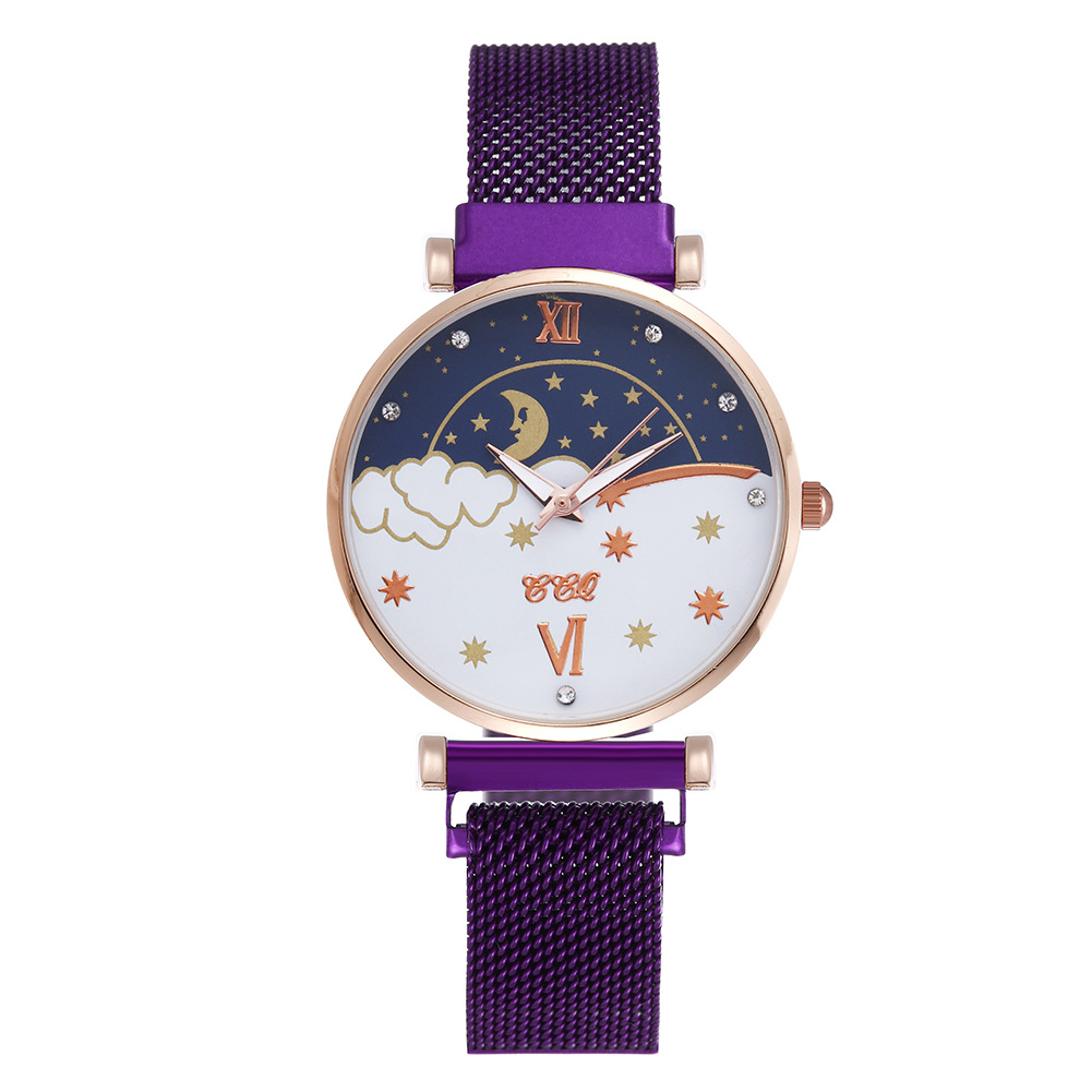 Petite montre à Quartz exquise pour femme, nouvelle tendance, ceinture en maille magnétique, cadran de dessin animé frais, 2024_voghion.com