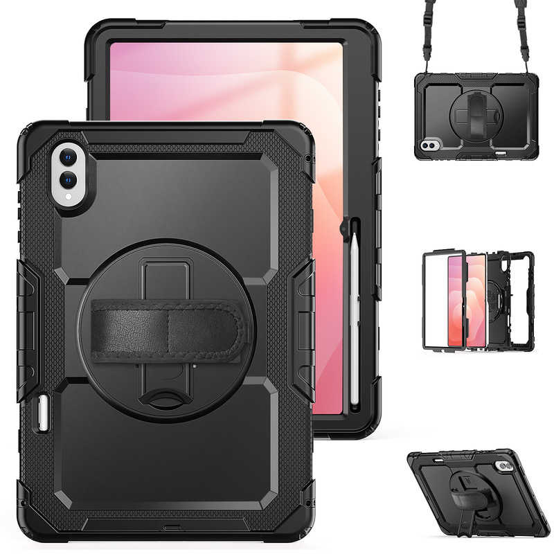 Suitable for Samsung Tab S11Ultra Protective Case with Strap and Hand Strap, S10+ Silicone+Pc Stand Anti-Fall Tablet Case Suitable for Samsung Tab S11Ultra Protective Case with Strap and Hand Strap, S10+ Silicone+Pc Stand Anti-Fall Tablet Case
